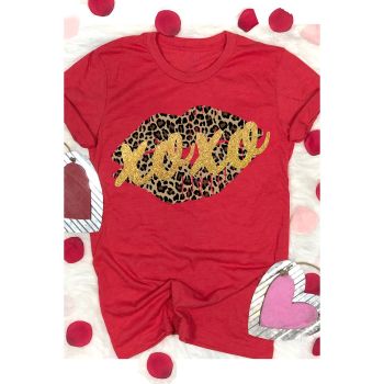 Azura Exchange Leopard Lips Glitter Graphic Tee - S