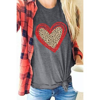 Azura Exchange Leopard Heart Graphic T-shirt - 2XL