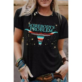 Azura Exchange Cow Star Letter Print Graphic T-Shirt - L