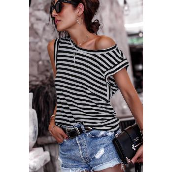 Azura Exchange Butterfly Sleeve Striped T-Shirt - XL