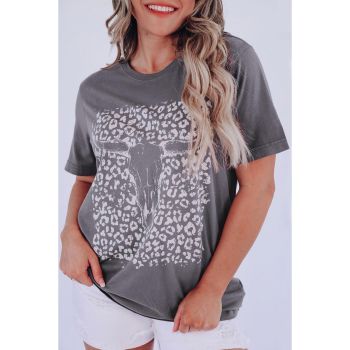 Azura Exchange Leopard Bull Skull Graphic Tee - M