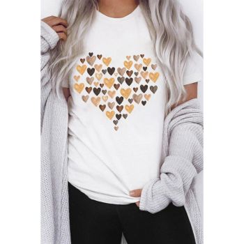 Azura Exchange Heart Shaped Print Crew Neck Graphic Tee - L