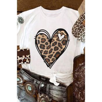 Azura Exchange Leopard Heart Pattern Print T-Shirt - 2XL