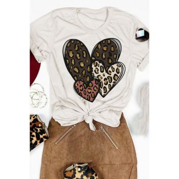 Azura Exchange Leopard Heart Shaped Print Tee - L