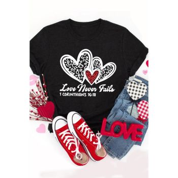 Azura Exchange Leopard Sequin Heart Graphic Valentines Tee - L