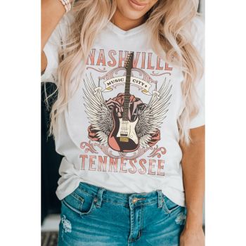 Azura Exchange Music City Guitar Graphic Print Tee - L