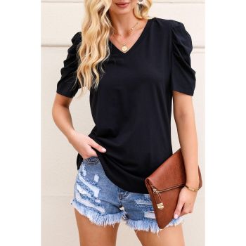 Azura Exchange V-Neck Puff Sleeve T-Shirt - L