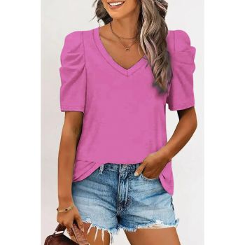 Azura Exchange Puff Sleeve V-Neck T-Shirt - L