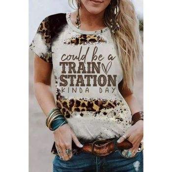 Azura Exchange Graphic Leopard Print T-Shirt - L