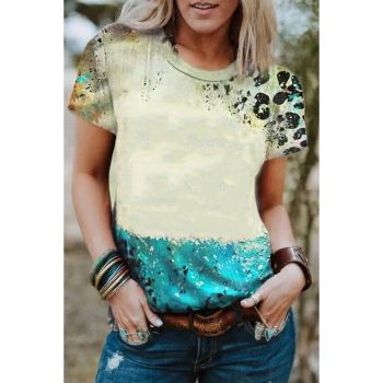 Azura Exchange Leopard Tie-dye Bleached T-shirt - L