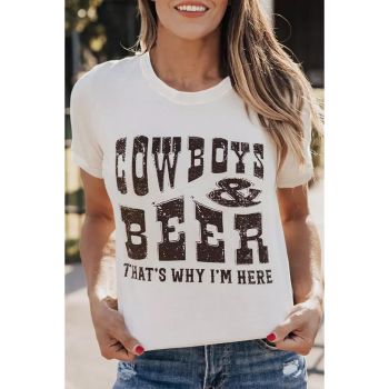 Azura Exchange COW BOYS & BEERS Letters Graphic T-shirt - L