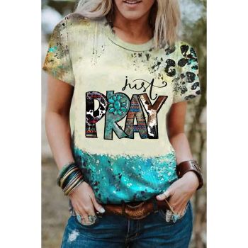 Azura Exchange Mix Print T-Shirt with Western Fashion Vibes - L