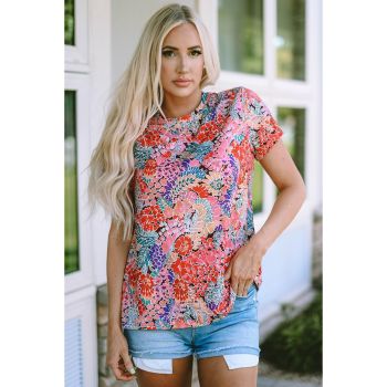 Azura Exchange Floral Print Slim Fit T-Shirt - M