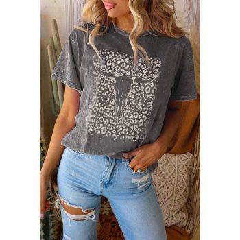 Azura Exchange Leopard Skull Graphic Print Tee - L