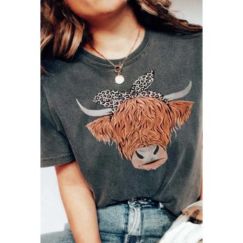 Azura Exchange Cow Head Print Short Sleeve T Shirt - L