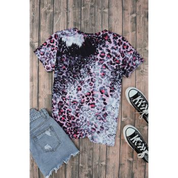 Azura Exchange Leopard Print Graphic Tee with Mom Life Slogan - L