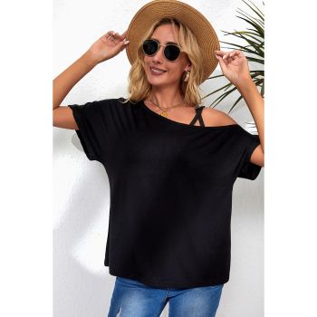 Azura Exchange Criss Cross One Shoulder T Shirt - L