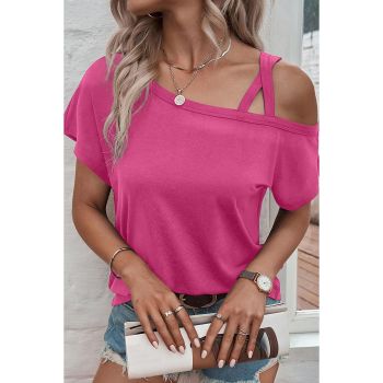 Azura Exchange One Shoulder Asymmetric Criss Cross T-Shirt - XL