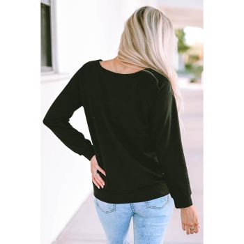 Azura Exchange Relaxed Fit Solid Round Neck Raglan Long Sleeve Tee - L