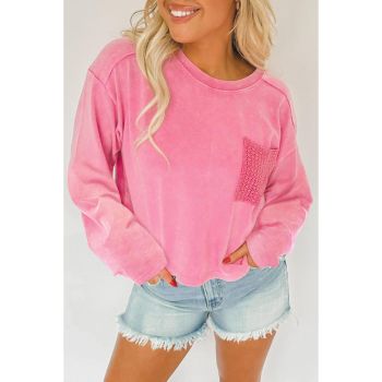 Azura Exchange Lace Patch Pocket Long Sleeve T-shirt - M