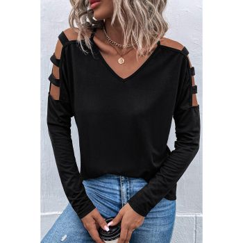 Azura Exchange Cold Shoulder Cut Out Long Sleeve Top - L