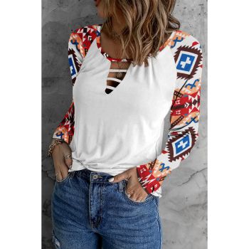 Azura Exchange Multicolor Long Sleeve Cutout Top - L