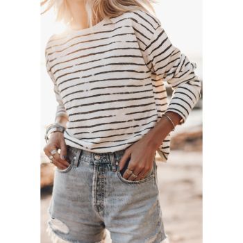 Azura Exchange Retro Striped Long Sleeve Top - L