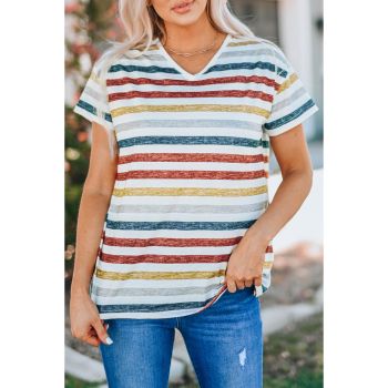 Azura Exchange Striped V Neck T-shirt - 2XL