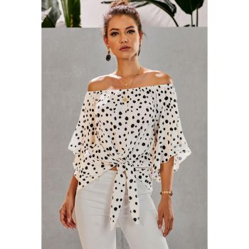 Azura Exchange Polka Dot Bell Sleeve Off Shoulder Top - 2XL