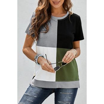 Azura Exchange Colorblock T-shirt with Slits - 2XL