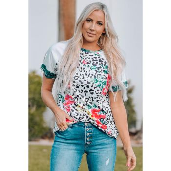 Azura Exchange Floral Camouflage Raglan Sleeve T-shirt - 2XL