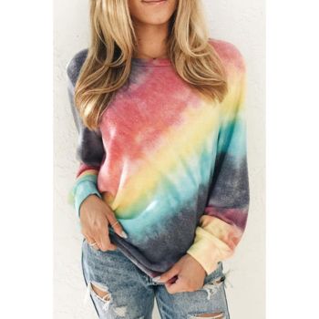 Azura Exchange Red Ombre Tie-Dye Sweatshirt - S