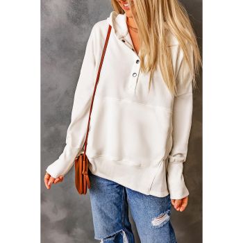 Azura Exchange Batwing Sleeve Henley Hoodie with Pockets - L