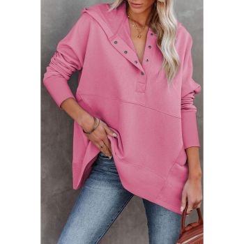 Azura Exchange Batwing Sleeve Pocketed Henley Hoodie - S