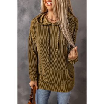 Azura Exchange Ribbed Drawstring Hoodie with Kangaroo Pocket - 2XL