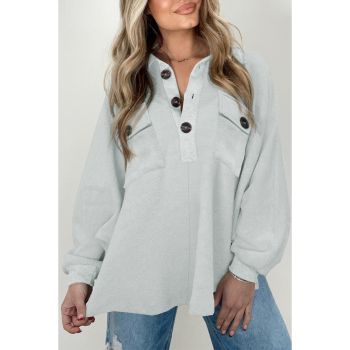 Azura Exchange Oversized Button Collared Sweatshirt - L