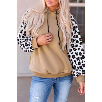 Azura Exchange Leopard Bishop Sleeve Hooded Sweatshirt - L