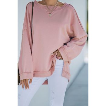 Azura Exchange Frayed Trim Side Slit Sweatshirt - S