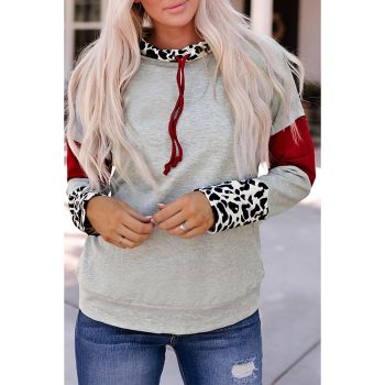 Azura Exchange Cowl Neck Drop Shoulder Sweatshirt with Splicing Sleeves - M