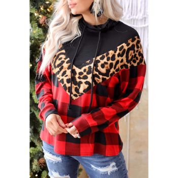 Azura Exchange Chevron Plaid Leopard Patchwork Turtleneck Sweatshirt - 2XL