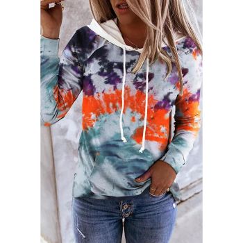 Azura Exchange Tie Dye Drawstring Hoodie with Kangaroo Pocket - L