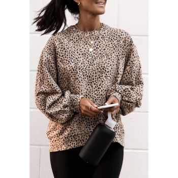 Azura Exchange Leopard Print Crew Neck Sweatshirt - M