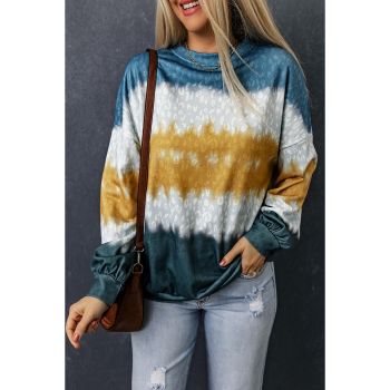 Azura Exchange Leopard Tie Dye Color Block Pullover Sweatshirt - L