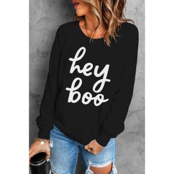 Azura Exchange Hey Boo Long Sleeve Pullover Sweatshirt - M