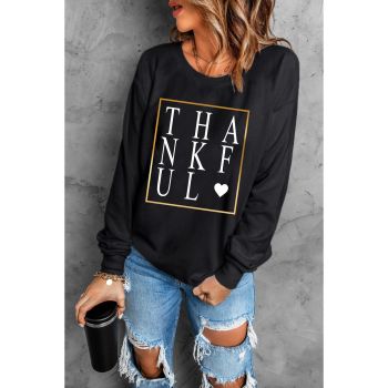 Azura Exchange Thankful Heart Print Sweatshirt - L