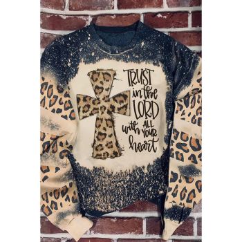 Azura Exchange Leopard Insert Bleached Sweatshirt - 2XL