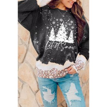 Azura Exchange Christmas Graphic Leopard Bleached Sweatshirt - L