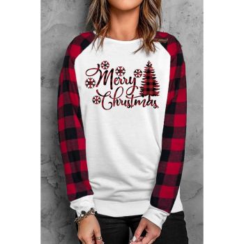 Azura Exchange Merry Christmas Plaid Graphic Print Sweatshirt - 2XL