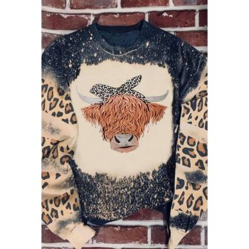 Azura Exchange Cow Head Leopard Print Graphic Sweatshirt - 2XL