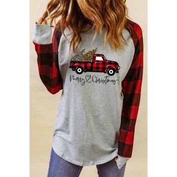 Azura Exchange Merry Christmas Plaid Patchwork Pullover Sweatshirt - 2XL